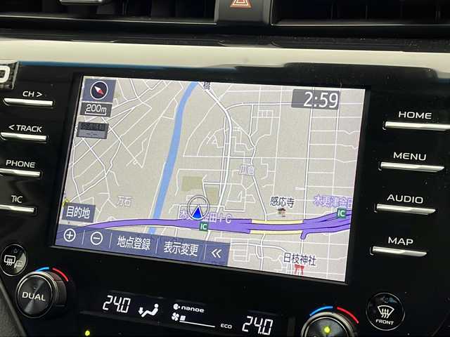 トヨタ カムリ WS 千葉県 2021(令3)年 2.9万km アティチュードブラックマイカ トヨタコネクトナビ/　CD/DVD/Bluetooth/フルセグTV/　Apple car play/Android Auto/トヨタセーフティセンス/レーダークルーズコントロール/レーンキープアシスト/衝突軽減ブレーキ/クリアランスソナー/ブラインドスポットモニター/先行車発進警報/ロードサインアシスト/電動パーキング/オートホールド/オートハイビーム/ハーフレザーシート/ビルトインETC２．０/後方ドラレコ/LEDライト/フォグランプ/パドルシフト/フロアマット/ドアバイザー