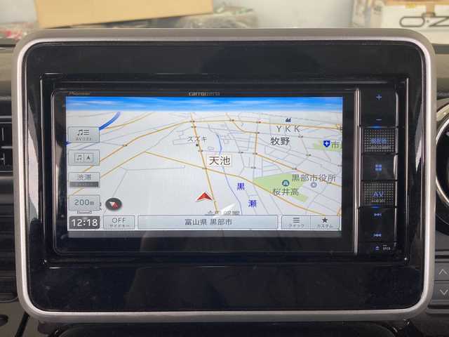 スズキ スペーシア カスタム HYBRID XS ターボ 富山県 2023(令5)年 3.2万km インディゴブルーメタリック/ブラック 社外SDナビ/フルセグ/Bluetooth/両側パワースライドドア/デュアルブレーキサポート/レーダークルーズコントロール/レーンキープアシスト/コーナーセンサー/ヘッドアップディスプレイ/アイドリングストップ/パドルシフト/リアテーブル/シートヒーター/ETC