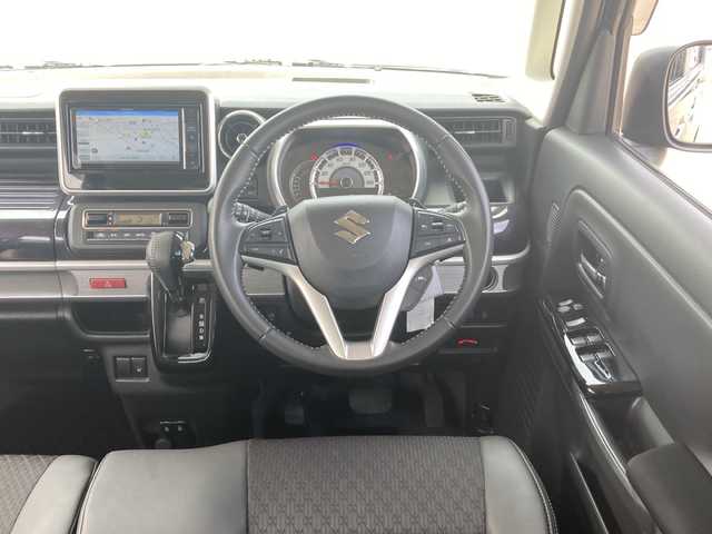 スズキ スペーシア カスタム HYBRID XS ターボ 富山県 2023(令5)年 3.2万km インディゴブルーメタリック/ブラック 社外SDナビ/フルセグ/Bluetooth/両側パワースライドドア/デュアルブレーキサポート/レーダークルーズコントロール/レーンキープアシスト/コーナーセンサー/ヘッドアップディスプレイ/アイドリングストップ/パドルシフト/リアテーブル/シートヒーター/ETC