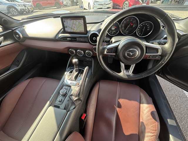 マツダ ロードスター ＲＦ VS 奈良県 2018(平30)年 11.2万km マシーングレープレミアムM 1オーナー/純正メーカーナビ/BT/TV/AUX/USB/AM/FM//ハードトップ電動オープン/コーナーセンサー/車線逸脱防止装置/レザーシート/シートヒーター/横滑り防止装置/ステアリングスイッチ/純正フロアマット/MTモード付AT/プッシュスタート/パドルシフト/Pウィンドウ/Pステアリング/保証書・取説・スペアキー