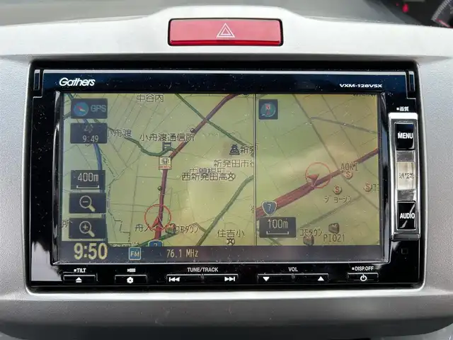 ホンダ フリード G ジャストセレクション 新潟県 2013(平25)年 14.2万km プレミアムスパークルブラックパール フリップダウンモニター/純正ナビ/（AM/FM、CD、DVD、ワンセグ）/ETC/片側パワースライド/バックカメラ/ウォークスルー/横滑り防止/電動電格ミラー/スマートキー/スペアキー/オートライト/キセノンヘッドライト/純正フロアマット