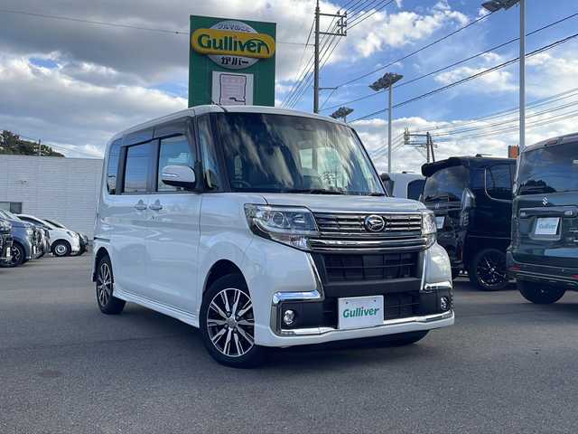 ダイハツ タント カスタム X トップED SA Ⅲ 山口県 2017(平29)年 5.1万km パールホワイトⅢ ワンオーナー/スマートキー×2/社外ナビ【MDV-D504BTW】/フルセグTV/Bluetooth/CD/DVD/バックカメラ/ハーフレザーシート/D席シートヒーター/衝突被害軽減ブレーキ/アイドリングストップ/片側パワースライドドア/フロアマット/ドアバイザー/オートライト/フォグランプ/オートマチックハイビーム/純正14インチアルミホイール/ETC/保証書