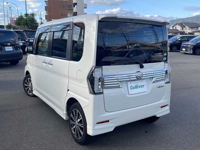 ダイハツ タント カスタム X トップED SA Ⅲ 山口県 2017(平29)年 5.1万km パールホワイトⅢ ワンオーナー/スマートキー×2/社外ナビ【MDV-D504BTW】/フルセグTV/Bluetooth/CD/DVD/バックカメラ/ハーフレザーシート/D席シートヒーター/衝突被害軽減ブレーキ/アイドリングストップ/片側パワースライドドア/フロアマット/ドアバイザー/オートライト/フォグランプ/オートマチックハイビーム/純正14インチアルミホイール/ETC/保証書