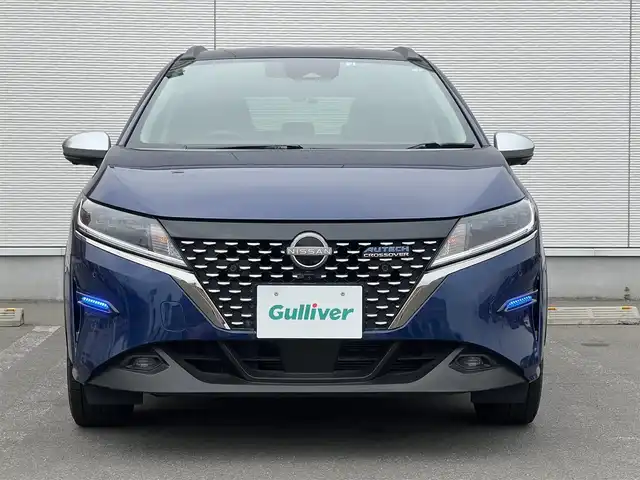 日産 ノート オーテック クロスオーバーFOUR 秋田県 2022(令4)年 0.9万km オーロラフレアブルーパール 4WD/純正メモリナビ/ BT/USB/フルセグ/アラウンドビューモニター/デジタルインナーミラー /プロパイロット/ハンドル支援/エマージェンシーブレーキ/レーダークルーズコントロール/レーンキープ /コーナーセンサー /ワイヤレス充電/合皮シート/前席シートヒーター /ステアリングヒーター/オートライト/LEDヘッドライト/フォグライト/リアフォグ/ビルトインETC2.0/前後ドライブレコーダー/フロントデアイサー/純正フロアマット/ドアバイザー