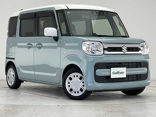 スズキ スペーシア HYBRID X 愛知県 2020(令2)年 2.6万km オフブルーメタリック/ホワイト2トーン 衝突軽減システム/純正SD８型ナビ/全方位カメラ/両側パワースライドドア/Bluetooth/CD/バックカメラ/ヘッドアップディスプレイ/コーナーセンサー/シートヒーター/レーンキープアシスト/ドライブレコーダー/ETC/ステアリングスイッチ/スマートキー/プッシュスタート