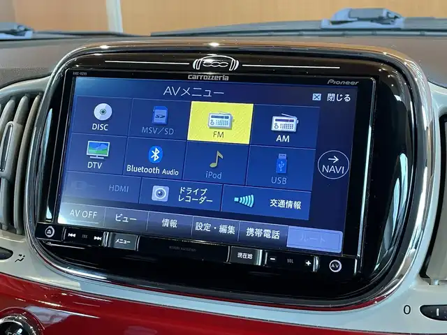 フィアット ５００ ツインエア ポップ 宮城県 2016(平28)年 4.1万km ロッソ・オフィチーナ carrozzeriaナビ/　　CD/DVD/BT/フルセグTV/ステアリングスイッチ/純正フロアマット/リモコンキー/スペアキー×1/ETC/禁煙車