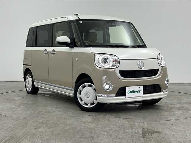 ダイハツ ムーヴ キャンバス G メイクアップ リミテッド　SAⅢ 三重県 2022(令4)年 5.3万km パールホワイトⅢ/ナチュラルベージュマイカメタリック 2トーン 禁煙車/社外ナビ/・CD/AM/FM/Bluetooth/パノラミックビューモニター/運転席シートヒーター/LEDヘッドライト/LEDフォグ/オートライト/オートハイビーム/両側パワースライドドア/プッシュスタート/スマートキー/プリクラッシュセーフティ/ETC/電動格納ミラー