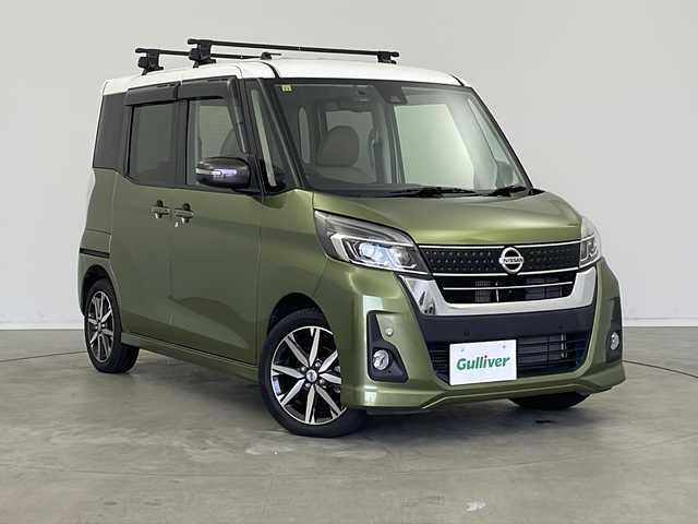日産 デイズ ルークス ハイウェイスター Gターボ 新潟県 2018(平30)年 3.2万km ホワイトソリッド/プレミアムオリーブM 純正SDナビ（MM318D-W)/アラウンドビューモニター/フルセグTV/Bluetooth/クルーズコントロール/両側パワースライドドア/オートライト/オートハイビーム/LEDヘッドライト/エマージェンシーブレーキ/ETC/ドライブレコーダー/ルーフキャリア/ハーフレザーシート/プッシュスタート/純正フロアマット