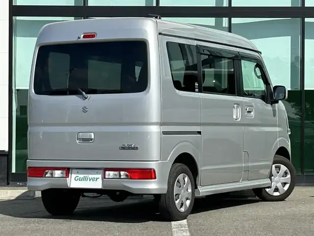 スズキ エブリィ ワゴン JPターボ 和歌山県 2018(平30)年 5.6万km シルキーシルバーメタリック 社外7インチナビ/Bluetooth/CD/衝突軽減カメラ/フルオートエアコン/リア送風システム/パワーウィンドウ/パワーステアリング/ヘッドライトレベライザー/横滑り防止機能/ハイルーフ/ドアバイザー/プッシュスタート/スマートキー