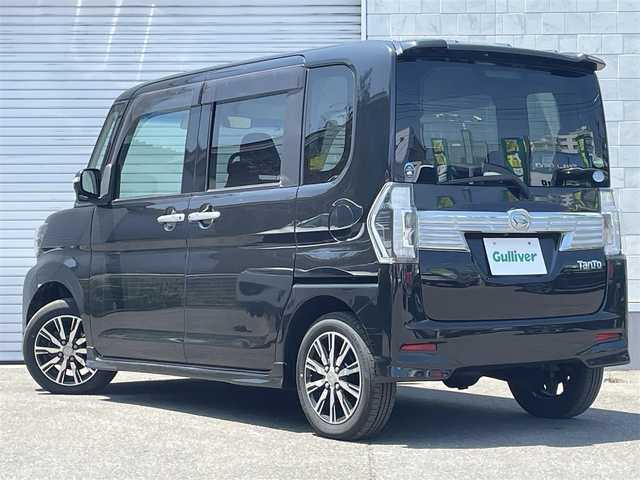 ダイハツ タント カスタム X トップED SA Ⅲ 道東・釧路十勝 2016(平28)年 8.3万km ブラックマイカメタリック 4WD/純正ナビ/(AM FM BT CD DVD フルセグTV)/バックカメラ/衝突軽減ブレーキ/片側パワースライドドア/AW付冬タイヤ積込/プッシュスタート/スマートキー/ハーフレザーシート/ドアバイザー/フロアマット/オートライト/フォグランプ