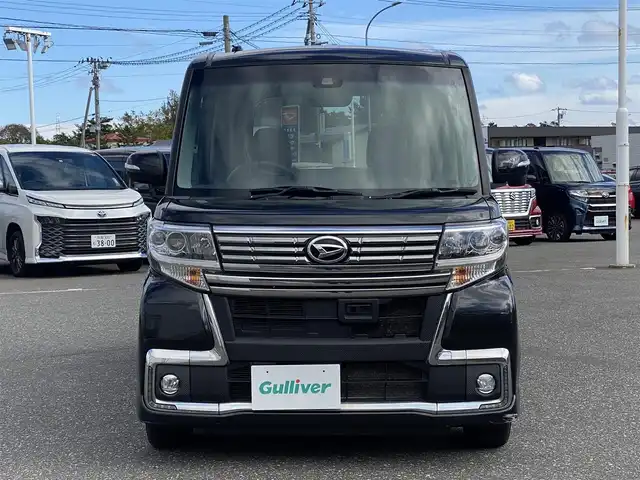 ダイハツ タント カスタム X トップED SAⅡ 青森県 2016(平28)年 8.3万km ブラックマイカメタリック 4WD/純正ナビ/(AM FM BT CD DVD フルセグTV)/バックカメラ/衝突軽減ブレーキ/片側パワースライドドア/AW付冬タイヤ積込/プッシュスタート/スマートキー/ハーフレザーシート/ドアバイザー/フロアマット/オートライト/フォグランプ