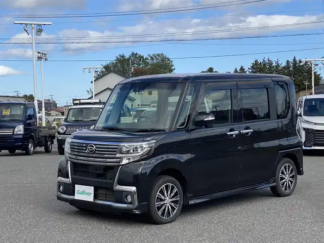 ダイハツ タント カスタム X トップED SAⅡ 青森県 2016(平28)年 8.3万km ブラックマイカメタリック 4WD/純正ナビ/(AM FM BT CD DVD フルセグTV)/バックカメラ/衝突軽減ブレーキ/片側パワースライドドア/AW付冬タイヤ積込/プッシュスタート/スマートキー/ハーフレザーシート/ドアバイザー/フロアマット/オートライト/フォグランプ