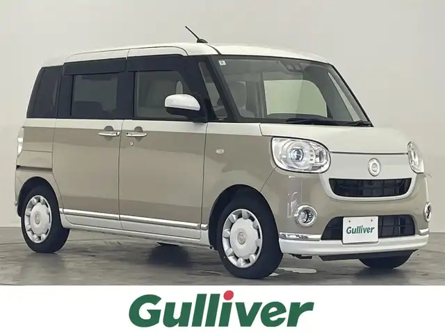 ダイハツ ムーヴ キャンバス G メイクアップ VS SAⅢ 滋賀県 2022(令4)年 1.9万km パールホワイトⅢ/ナチュラルベージュマイカメタリック 2トーン 純正７インチナビ/(AM/FM/CD/DVD/フルセグ/Bluetooth/USB)/全方位カメラ/両側電動ドア/ＥＴＣ/前方ドライブレコーダー/シートヒーター/ＬＥＤヘッドライト/オートライト/オートハイビーム/アイドリングストップ/衝突軽減システム/横滑り防止装置/プッシュスタート/スマートキー