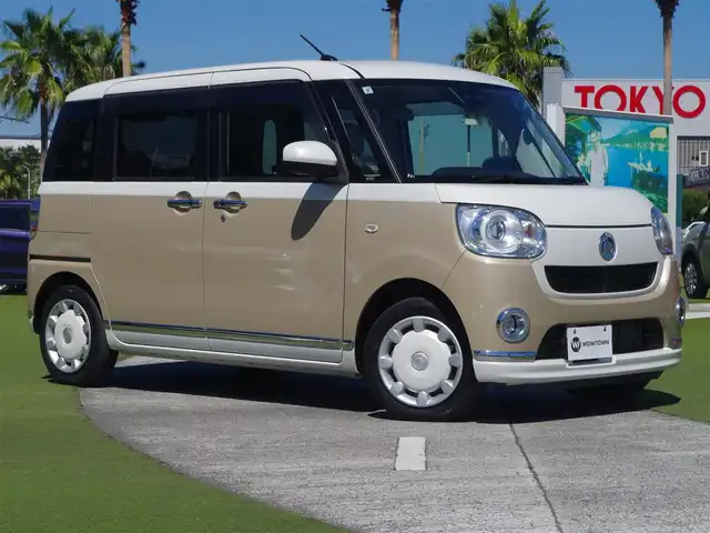 ダイハツ ムーヴ キャンバス G メイクアップ VS SAⅢ 千葉県 2021(令3)年 5.8万km パールホワイトⅢ/ナチュラルベージュマイカメタリック 2トーン 155/65R14/両側パワースライドドア/社外SDナビ/地デジTV/【DVD/CD再生機能　Bluetooth接続】/パノラマモニター/運転席シートヒーター/ステアリングスイッチ/ETC/LEDヘッドライト/フォグライト/リアコーナーセンサー/キーフリーシステム