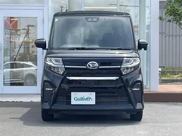 ダイハツ タント カスタム RS 道央・札幌 2019(令1)年 3.8万km ブラックマイカメタリック ・４WD/・衝突軽減ブレーキ/・純正ナビ/　CD＆DVD＆BT＆TV/・全方位カメラ/・バックカメラ/・ハーフレザーシート/・コーナーセンサー/・レーンキープアシスト/・レーダークルーズコントロール/・シートヒーター/・両側パワースライドドア/・アイドリングストップ/・オートエアコン/・オートライト/・プッシュスタート/・スマートキー/・ビルトインETC/・ドライブレコーダー/・純正エンジンスターター/・オートリトラミラー/・純正フロアマット/・ウィンカーミラー/・ドアバイザー/・LEDヘッドライト/・スペアキー
