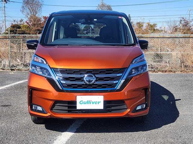 日産 セレナ e－パワー G 山形県 2019(令1)年 5.4万km サンライズオレンジ/ダイヤモンドブラック ○純正10インチナビ/○フルセグTV/○バックカメラ/〇インテリジェントアラウンドビューモニター/〇パワースライドドア（両側）/○ビルトインETC/○ドライブレコーダー/○インテリジェントルームミラー/○全方位運転支援システム/○インテリジェントエマージェンシーブレーキ/○セーフティパックA/○純正16インチアルミホイール/○LEDヘッドランプ/○オートライト/○フォグランプ/〇シートヒーター/○革巻きステアリングホイール/○ステアリングヒーター/○インテリジェントキー/〇禁煙車