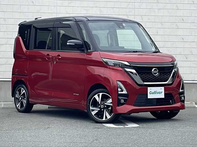 日産 ルークス HWS Gターボ プロパイロットED 山形県 2020(令2)年 3.3万km スパークリングレッド/ブラック 禁煙車/プロパイロット/純正ナビ/（FM/AM/CD/TV/SD）/エマージェンシーブレーキ/アラウンドビューモニター/アイドリングストップ/ハーフレザーシート/シートヒーター/電動格納ミラー/電動パーキング/ブレーキホールド/純正15インチAW/オートライト/ETC/LEDヘッドライト/フロントフォグ/プッシュスタート/スマートキー/スペアキー/SOSコール