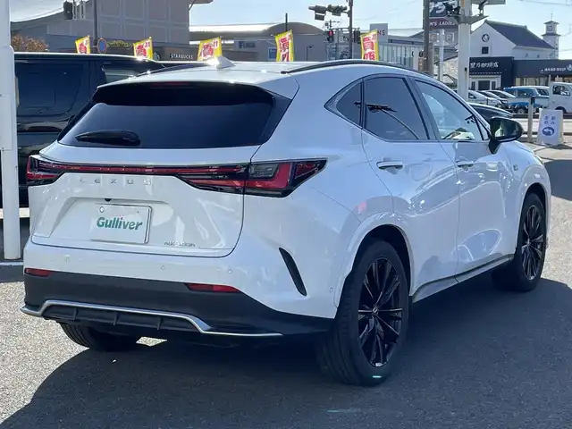 レクサス ＮＸ 350h Fスポーツ 長崎県 2023(令5)年 4.8万km ホワイトノーヴァガラスフレーク 純正メーカーナビ/BT/USB/Mira cast/フルセグTV/全方位カメラ/パノラマサンルーフ/マークレビンソンプレミアムサウンド/本革シート/前席パワーシート/D席メモリーシート/前席シートヒーター/前席エアーシート/セーフティーシステムプラス/レーダークルーズコントロール/ブラインドスポットモニター/ドライブレコーダー前後/パドルシフト/LEDヘッドライト/オートマチックハイビーム/ビルトインETC