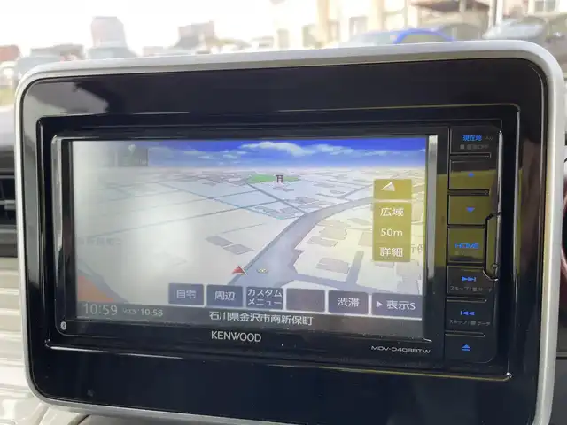 スズキ スペーシア HYBRID X 石川県 2022(令4)年 1.9万km Ｄグリーン 社外メモリーナビ/CD/ワンセグTV/両側パワースライドドア/LEDヘッドライト/レーンキープ/スマートキー/プッシュスタート/電動ミラー/オートライト