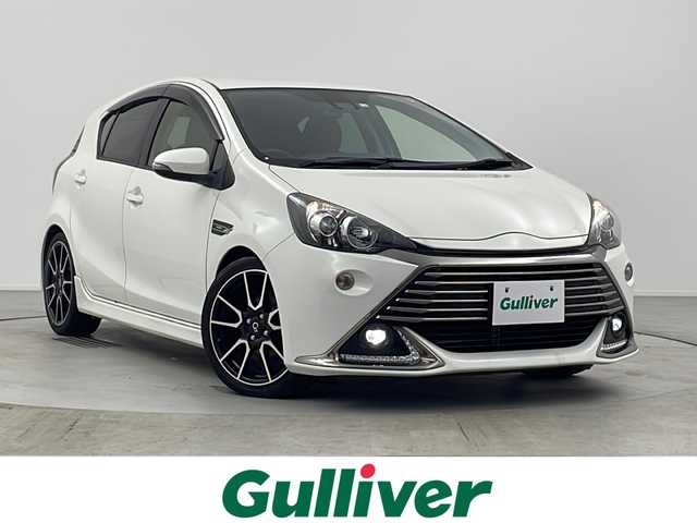 トヨタ アクア G G’s 愛知県 2016(平28)年 4.8万km ライムホワイトパールクリスタルシャイン 社外8インチナビ（サイバーナビ）　/   フルセグTV/CD/DVD/Bluetooth /USB /バックカメラ　　/横滑り防止装置/クルーズコントロール/レーンキープアシスト/ドライブレコーダー（前方）/オートマチックハイビーム/純正フロアマット/プッシュスタート/スマートキー　/純正17インチアルミホイール（G’s）　/純正エアロ（フロント、リア、サイド）　/LEDヘッドランプ　/ETC/LED　