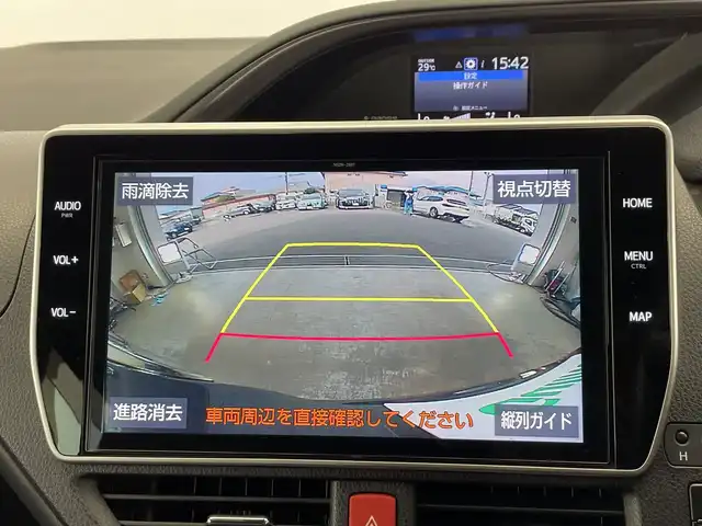 トヨタ エスクァイア ハイブリッド 栃木県 2019(令1)年 3.8万km スパークリングブラックパールクリスタルシャイン 純正10インチナビ/（CD/DVD/Bluetooth/SD/iPod）/バックカメラ/純正ビルトインETC/トヨタセーフティセンス/・プリクラッシュセーフティ/・レーンディパーチャーアラート/・オートマチックハイビーム/・先行発進車お知らせ/・クリアランスソナー/PKSB/前方ドラレコ/両側パワースライドドア/ハーフレザーシート/シートヒーター/禁煙車/ステアリングヒーター/フリップダウンモニター/オートライト/LEDヘッドライト/AC100V電源/スマートキー/プッシュスタート/ステアリングスイッチ/電動格納ミラー/純正アルミホイール/純正フロアマット