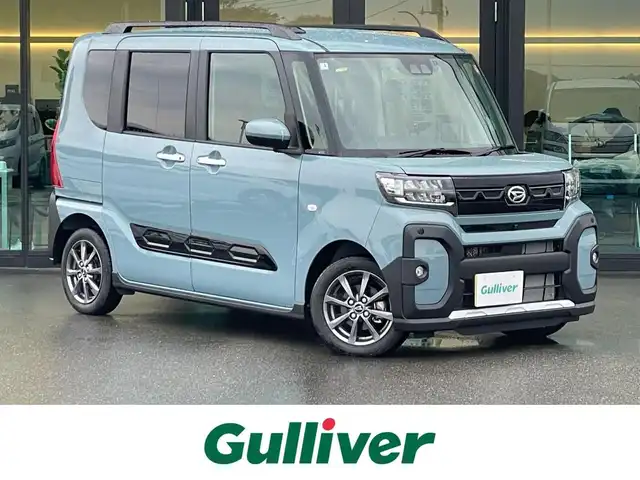 ダイハツ タント ファンクロス 東京都 2025(令7)年 0.3万km レイクブルーメタリック 純正ナビ(NMZN-W73D)/【AM/FM/DISC/HDMI/TV/BT/ipod/SD/USB】/パノラマモニター/ドライブレコーダー/両側電動スライドドア/衝突被害軽減ブレーキ/横滑り防止装置/シートヒーター/コーナーセンサー/後席モニター/電子パーキング/ルーフレール/LEDヘッドライト/フォグランプ/オートライト/純正14インチAW/プッシュスタート/スマートキー