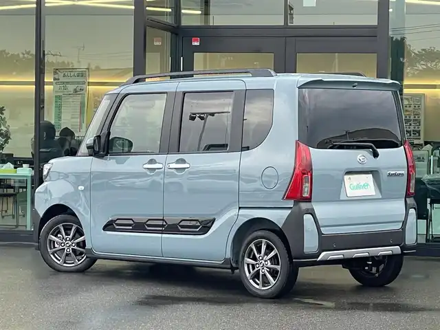 ダイハツ タント ファンクロス 東京都 2025(令7)年 0.3万km レイクブルーメタリック 純正ナビ(NMZN-W73D)/【AM/FM/DISC/HDMI/TV/BT/ipod/SD/USB】/パノラマモニター/ドライブレコーダー/両側電動スライドドア/衝突被害軽減ブレーキ/横滑り防止装置/シートヒーター/コーナーセンサー/後席モニター/電子パーキング/ルーフレール/LEDヘッドライト/フォグランプ/オートライト/純正14インチAW/プッシュスタート/スマートキー