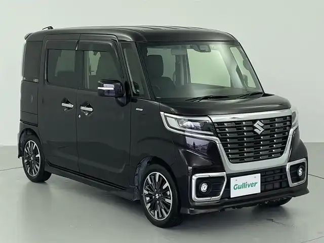 スズキ スペーシア カスタム HYBRID XS 岐阜県 2020(令2)年 4.2万km ムーンライトバイオレットPM 社外ナビ/衝突被害軽減ブレーキ/純正15インチアルミホイール/車線逸脱警報機能/フルセグTV/LEDヘッドライト/ハーフレザーシート/シートヒーター/プッシュスタート/電動格納ミラー/ETC