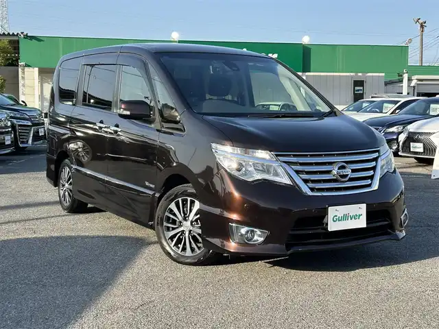 日産 セレナ HWS S HV Vセレ +SeftyⅡ 千葉県 2016(平28)年 5.5万km インペリアルアンバーP エマージェンシーブレーキ/アラウンドビューカメラ/純正9インチSDナビ【MM515D-L】/・CD/DVD/MSV/Bluetooth/フルセグTV/純正フリップダウンモニター/両後パワースライドドア/インテリジェントルームミラー/インテリジェントキー/車線逸脱警報/踏み間違い防止/前後コーナーセンサー/クルーズコントロール/前後ドライブレコーダー/ETC/純正LEDヘッドライト/フォグランプ/純正16インチアルミホイール/アイドリングストップ/新車時保証書＆取扱説明書