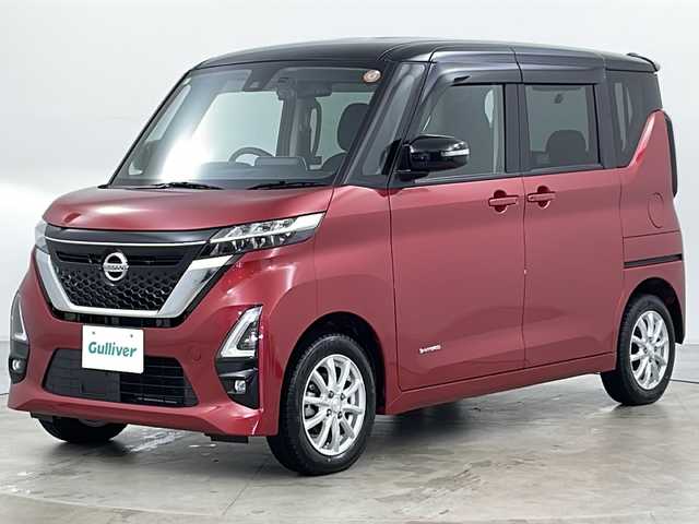 日産 ルークス ハイウェイスター X 道央・札幌 2021(令3)年 2.8万km スパークリングレッド/ブラック ・4WD/・純正SDナビ&フルセグ&CD&DVD&BT&SD&ipod&USB/・エマージェンシーブレーキ/・車線逸脱警報/・速度標識表示機能/・先行車発進お知らせ/・道路標識表示機能/・クリアランスソナー/・ふらつき警報/・レーンキープアシスト/・全方位カメラ/・バックカメラ/・片側パワースライドドア/・ハンズフリースライドドア/・シートヒーター/・社外ドライブレコーダー/・純正AW付サマータイヤ積込/・革巻きステアリング/・ステアリングスイッチ/・オートライト/・ヘッドライトレベライザー/・LEDヘッドライト/・フォグランプ/・スマートキー/・プッシュスタート/・アイドリングストップ