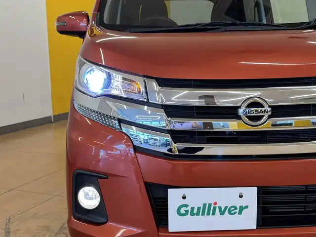 日産 デイズ ハイウェイスターX 群馬県 2017(平29)年 5.1万km スカーレット ワンオーナー/安全性能/・エマージェンシーブレーキ/・オートハイビーム/純正CDオーディオ/　　CD/FM/AM/AUX/アラウンドビューモニター/オートHIDヘッドライト/フォグランプ/本革巻きステアリング/プッシュスタート/スマートキー2本/純正14AW