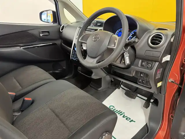 日産 デイズ ハイウェイスターX 群馬県 2017(平29)年 5.1万km スカーレット ワンオーナー/安全性能/・エマージェンシーブレーキ/・オートハイビーム/純正CDオーディオ/　　CD/FM/AM/AUX/アラウンドビューモニター/オートHIDヘッドライト/フォグランプ/本革巻きステアリング/プッシュスタート/スマートキー2本/純正14AW