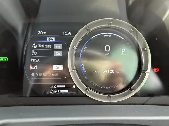レクサス ＥＳ 300h Fスポーツ 福岡県 2019(平31)年 6万km ソニックチタニウム サンルーフ/純正ナビ（BT/フルセグ/AM/FM/DISC/AUX)/Bカメラ/レーダークルーズコントロール/LEDヘッドライト/オートマチックハイビーム/オートライト/HUD/レザーシート/DN席パワーシート/シートメモリー/DN席エアシート/DN席シートヒーター/ステアリングヒーター/チルトステアリング/純正19インチAW/デジタルインナーミラー/電動リアサンシェード/ISOFIX/BSM/横滑り防止装置/コーナーセンサー/レーンキープアシスト/盗難防止装置/衝突被害軽減システム/スマートキー/ETC2.0