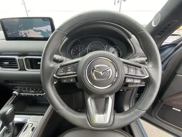 マツダ ＣＸ－５ 25T エクスクルーシブモード 福岡県 2021(令3)年 1.2万km ポリメタルグレーM ・1オーナー/・レーダークルーズコントロール/・純正メモリーナビ/USB/Bluetooth/AppleCarPlay/・全方位カメラ/・茶革シート/シートヒーター/・前後ドライブレコーダー/・フルセグ/・社外ETC/・純正19AW/・プッシュスタート/・パーキングアシスト/・スマートキー/・スペアキー/・フルフラットシート/・パワーシート/・レーンキープアシスト/・オートライト/・LEDライト/・パドルシフト/・保証書/・取扱説明書/・記録簿