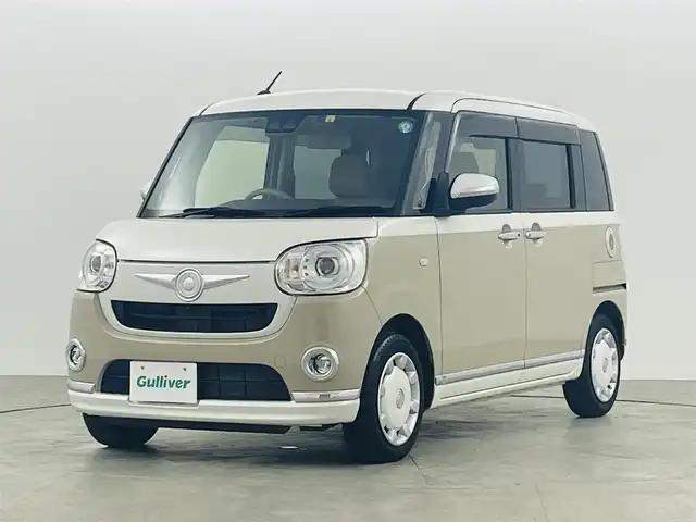 ダイハツ ムーヴ キャンバス G メイクアップ VS SAⅢ 福島県 2022(令4)年 0.8万km パールホワイトⅢ/ナチュラルベージュマイカメタリック 2トーン スマートアシストIII/・衝突回避支援ブレーキ機能/・衝突警報機能/・車線逸脱警報機能/・誤発進抑制制御機能/・先行車発進お知らせ機能/純正SDナビ/型番:NSZT-X72D/・AM/FM/CD/DVD/BT/SD/HDMI/フルセグTV/・全方位カメラ/・ETC/・ドライブレコーダー/両側パワースライドドア/アイドリングストップ/プッシュスタート/・スマートキー/・スペアキー/ステアリングスイッチ/LEDヘッドライト/・オートライト/・オートハイビーム/シートヒーター/純正フロアマット/ドアバイザー