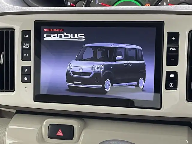 ダイハツ ムーヴ キャンバス G メイクアップ VS SAⅢ 福島県 2022(令4)年 0.8万km パールホワイトⅢ/ナチュラルベージュマイカメタリック 2トーン スマートアシストIII/・衝突回避支援ブレーキ機能/・衝突警報機能/・車線逸脱警報機能/・誤発進抑制制御機能/・先行車発進お知らせ機能/純正SDナビ/型番:NSZT-X72D/・AM/FM/CD/DVD/BT/SD/HDMI/フルセグTV/・全方位カメラ/・ETC/・ドライブレコーダー/両側パワースライドドア/アイドリングストップ/プッシュスタート/・スマートキー/・スペアキー/ステアリングスイッチ/LEDヘッドライト/・オートライト/・オートハイビーム/シートヒーター/純正フロアマット/ドアバイザー