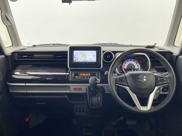 スズキ スペーシア カスタム HYBRID XS 秋田県 2024(令6)年 1.6万km ピュアホワイトP 4WD/両側パワースライドドア/社外ナビ/(Bluetooth/FM/AM)/バックカメラ/スズキセーフティサポート/レーダークルーズコントロール/レーンキープアシスト/衝突被害軽減システム/横滑防止機能/アイドリングストップ/プッシュスタート/スマートキー/スペアキー/ハーフレザーシート/前席シートヒーター/ステアリングリモコン/オートライト/オートマチックハイビーム/LEDヘッドライト/フォグランプ/後方コーナーセンサー/前方ドライブレコーダー/純正アルミホイール/社外フロアマット/取扱説明書/保証書