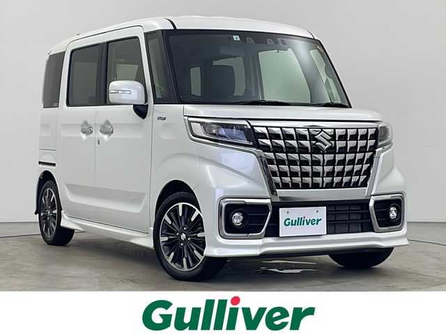 スズキ スペーシア カスタム HYBRID XS 秋田県 2024(令6)年 1.6万km ピュアホワイトP 4WD/両側パワースライドドア/社外ナビ/(Bluetooth/FM/AM)/バックカメラ/スズキセーフティサポート/レーダークルーズコントロール/レーンキープアシスト/衝突被害軽減システム/横滑防止機能/アイドリングストップ/プッシュスタート/スマートキー/スペアキー/ハーフレザーシート/前席シートヒーター/ステアリングリモコン/オートライト/オートマチックハイビーム/LEDヘッドライト/フォグランプ/後方コーナーセンサー/前方ドライブレコーダー/純正アルミホイール/社外フロアマット/取扱説明書/保証書