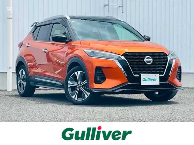 日産 キックス X ツートーンインテリアED 熊本県 2020(令2)年 5.4万km プレミアムホライズンオレンジ/ピュアブラック 2トーン 純正ナビ/・AM/FM/CD/DVD/USB/iPod/BT/・フルセグTV/全周囲カメラ/・バック/サイド/フロント/車線逸脱警報/車線逸脱防止支援システム/ハイビームアシスト/エマージェンシーブレーキ/ふらつき警報/プロパイロット/インテリジェントクルーズコントロール/前後コーナーセンサー/革巻きステアリング/・ステアリングリモコン/・ステアリングヒーター/インテリジェントルームミラー/純正ドライブレコーダー（前後）/電動格納ミラー/・ウィンカーミラー/レザーシート/・D/N席シートヒーター/オートライト/・LEDライト/・フォグランプ/・ヘッドライトレベライザー/電動サイドブレーキ/・オートホールドボタン/ルーフレール/ドアバイザー/純正アルミホイール/純正フロアマット/スマートキー/・スペアキー