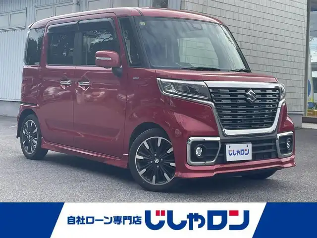 スズキ スペーシア カスタム HYBRID XS 栃木県 2018(平30)年 11.2万km フェニックスレッドパール (株)IDOMが運営する【じしゃロン宇都宮店】の自社ローン専用車両になります。こちらは現金またはオートローンご利用時の価格です。自社ローンご希望の方は別途その旨お申付け下さい/純正ナビ/アラウンドビューモニター/両側パワースライドドア/フルセグ/Ｂｌｕｅｔｏｏｔｈ/ハーフレザーシート/シートヒーター/衝突軽減ブレーキ/スマートキー/スペアキー/アイドリングストップ