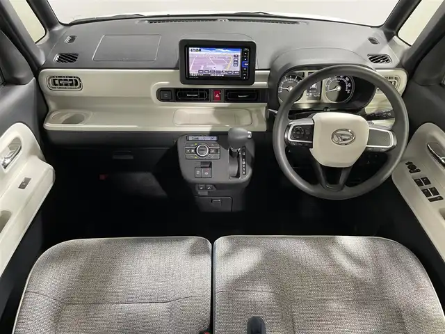 ダイハツ ムーヴ キャンバス ストライプス G 大阪府 2023(令5)年 0.5万km シャイニングホワイトパール/スムーズグレーマイカメタリック 純正ナビTV 360カメラ 両側パワースライドドア シートヒーター 衝突軽減ブレーキ レーンアシスト スマートキー プッシュスタート クリアランスソナー ドリンクヒーター ドライブレコーダー LEDヘッドライト