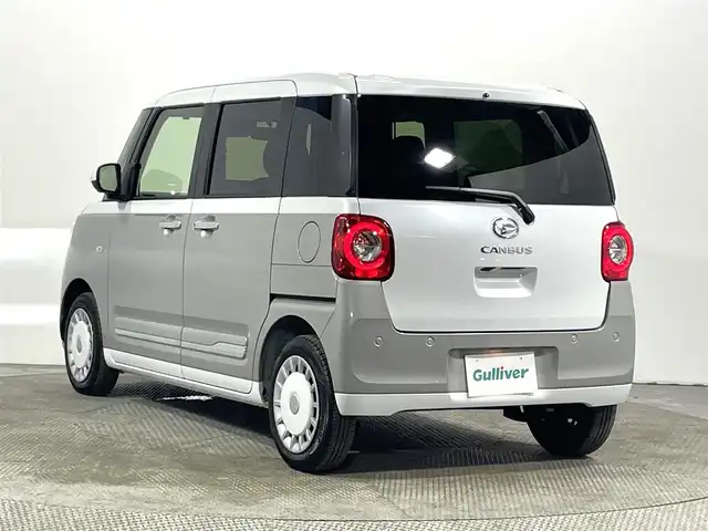 ダイハツ ムーヴ キャンバス ストライプス G 大阪府 2023(令5)年 0.5万km シャイニングホワイトパール/スムーズグレーマイカメタリック 純正ナビTV 360カメラ 両側パワースライドドア シートヒーター 衝突軽減ブレーキ レーンアシスト スマートキー プッシュスタート クリアランスソナー ドリンクヒーター ドライブレコーダー LEDヘッドライト