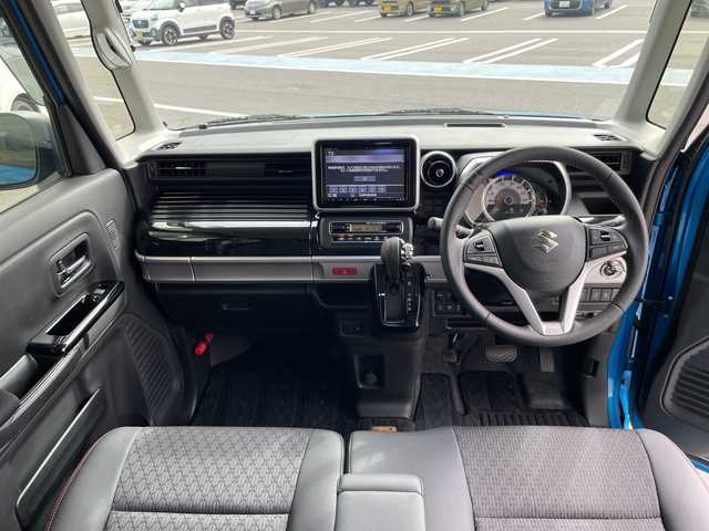 スズキ スペーシア カスタム HYBRID XS ターボ 愛知県 2017(平29)年 1.5万km ブリスクブルーM スズキセーフティサポート/純正8型ナビ/全方位カメラ/両側パワースライドドア/クルーズコントロール/シートヒーター/バックカメラ/ヘッドアップディスプレイ/コーナーセンサー/純正アルミホイール/LEDヘッドライト/オートマチックハイビーム/ドライブレコーダー/ETC/衝突軽減システム/フルセグ/CD DVD/Bluetooth/ステアリングスイッチ/スマートキー/プッシュスタート