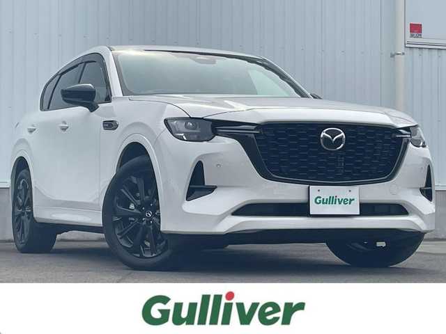 マツダ ＣＸ－６０ XD HV エクスクルーシブスポーツ 愛媛県 2023(令5)年 1.3万km ロジウムホワイトプレミアムメタリック 純正ナビ(AM/FM/スマホ連携/BT/フルセグTV)/全周囲カメラ　/BOSEサウンド　/レーダークルーズコントロール　/置くだけ充電　/全席シートヒーター　/D/N席パワーシート　/D/N席シートベンチレーション　/電動リアゲート　/パドルシフト　/ステアリングヒーター/ステアリングスイッチ/ブラインドスポットモニター/ETC/トノカバー/社外ヒッチメンバー積込/現状サマー(純正AW)(235/50/R20)
