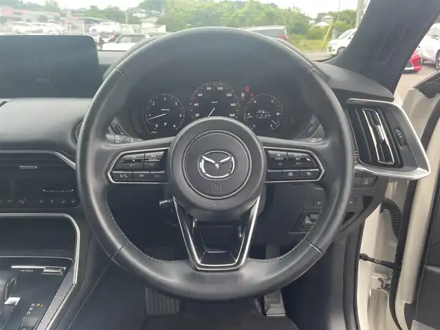 マツダ ＣＸ－６０ XD HV エクスクルーシブスポーツ 愛媛県 2023(令5)年 1.3万km ロジウムホワイトプレミアムメタリック 純正ナビ(AM/FM/スマホ連携/BT/フルセグTV)/全周囲カメラ　/BOSEサウンド　/レーダークルーズコントロール　/置くだけ充電　/全席シートヒーター　/D/N席パワーシート　/D/N席シートベンチレーション　/電動リアゲート　/パドルシフト　/ステアリングヒーター/ステアリングスイッチ/ブラインドスポットモニター/ETC/トノカバー/社外ヒッチメンバー積込/現状サマー(純正AW)(235/50/R20)