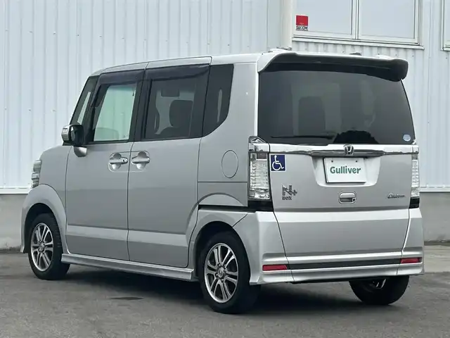 ホンダ Ｎ ＢＯＸ ＋ カスタム G ターボパッケージ 愛媛県 2013(平25)年 4.6万km アラバスターシルバーメタリック 福祉車両、スローパー/純正フロアマット/純正アルミホイール/ワンオーナー/フルセグテレビ/ABS/盗難防止センサー/SDナビ/バックカメラ/パワースライドドア/横滑り防止/クルーズコントロール/エンジンスタートボタン/100V充電/Bluetooth接続/スマートキー/オートライト