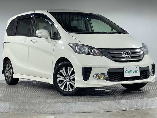 ホンダ フリード Gエアロ 神奈川県 2012(平24)年 8.4万km プレミアムホワイトパール 社外アルパイン8型HDDナビゲーション【VIE-X088V】/社外アルパインフリップダウンモニター【TMX-R2200】/フルセグ　CD DVD　SD　HDD　AUX AM FM　Bluetooth/バックカメラ/両側電動スライドドア/クルーズコントロール/ECON/革巻きステアリング/社外前後ドライブレコーダー/ETC/スマートキー/キーレスエントリー/純正15インチアルミホイール/純正サイド/リアスポイラー/HIDヘッドランプ