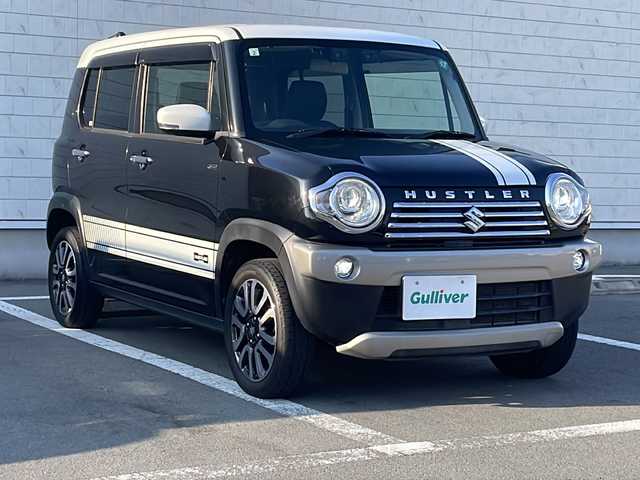 スズキ ハスラー Jスタイル Ⅱ ターボ 静岡県 2017(平29)年 5.4万km ブルーイッシュブラックパール ターボ/社外ナビ（AVIC-RZ900ZS）/CD/DVD再生可能/Bluetooth/フルセグTV/バックカメラ/パドルシフト/ETC/LEDヘッドライト/純正アルミホイール/ハーフレザーシート/シートヒーター/USB２口有り/アイドリングストップ/横滑り防止/衝突軽減ブレーキ/オートライト/スペアキー有り/保証書/取扱説明書