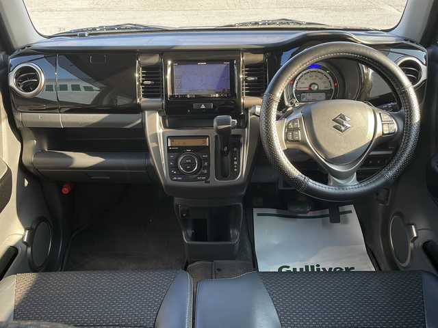 スズキ ハスラー Jスタイル Ⅱ ターボ 静岡県 2017(平29)年 5.4万km ブルーイッシュブラックパール ターボ/社外ナビ（AVIC-RZ900ZS）/CD/DVD再生可能/Bluetooth/フルセグTV/バックカメラ/パドルシフト/ETC/LEDヘッドライト/純正アルミホイール/ハーフレザーシート/シートヒーター/USB２口有り/アイドリングストップ/横滑り防止/衝突軽減ブレーキ/オートライト/スペアキー有り/保証書/取扱説明書