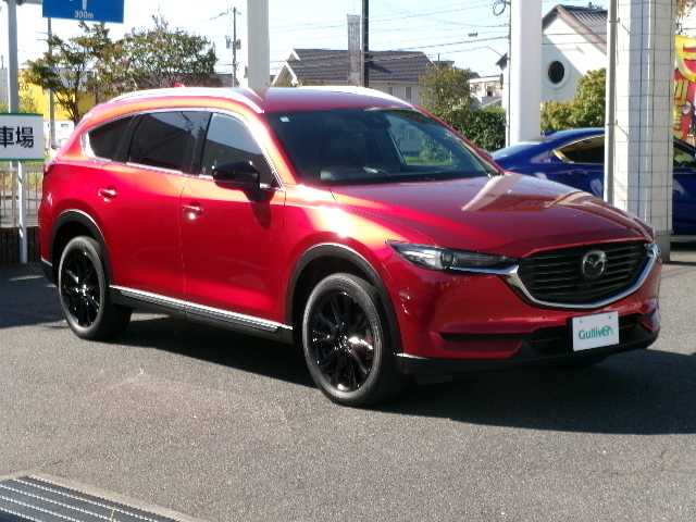 マツダ ＣＸ－８ XD ブラックトーンエディション 岡山県 2020(令2)年 6.4万km ソウルレッドクリスタルM 【 i-ACTIVSENSE 】/ハイビーム・コントロールシステム/アダプティブ・LED・ヘッドライト/車線逸脱警報システム/ブラインド・スポット・モニタリング/交通標識認識システム/車間認知支援システム/ドライバー・アテンション・アラート/リア・クロス・トラフィック・アラート/マツダ・レーダー・クルーズ・コントロール/レーンキープ・アシスト・システム/アドバンスト・スマート・シティ・ブレーキ・サポート/AT誤発進抑制制御（前進）/スマート・シティ・ブレーキ・サポート（後退）/スマート・ブレーキ・サポート/360℃ビュー・モニター/フォワードセンシングカメラ/レーダーセンサー（フロント・リア）/超音波センサー（フロント・リア）/フロント・サイド・リアカメラ/ワンオーナー/純正SDナビ/フルセグテレビ/アルパインフリップダウンモニター/DVDプレーヤー/Bluetooth/USB/パワーシート（前席）/シートヒーター（前席）/ハーフレザーシート（1・2列目）/レザーシート（3列目）/パワーバックドア/アクティブ・ドライビング・ディスプレイ/オートライト/純正LEDライト/ETC/スマートキー2個